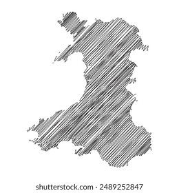 Plantilla de Ilustración vectorial de línea de mapa de hilos de provincias de Gales UK