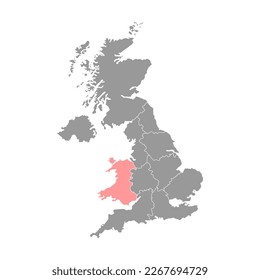 Wales, UK region map. Vector illustration.