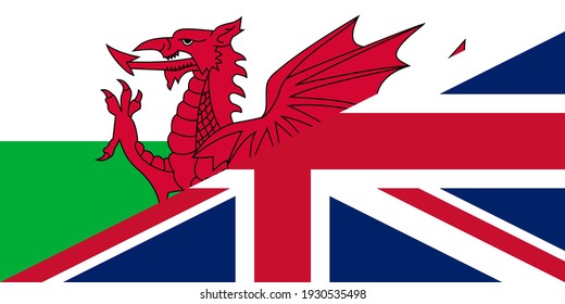 wales and united kingdom flags. vector background