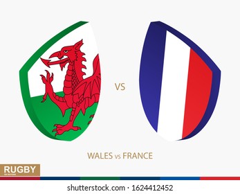 Wales v France rugby match, rugby tournaments icon. Vector template.