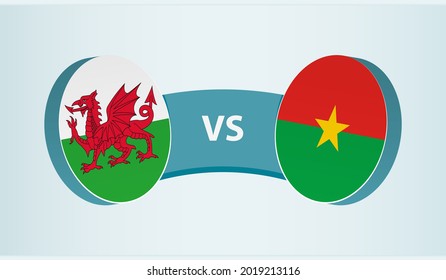 Wales versus Burkina Faso, team sports competition concept. Round flag of countries.