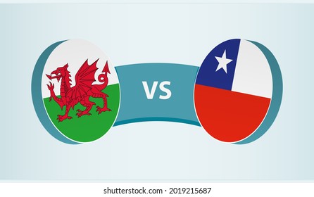 Wales versus Chile, team sports competition concept. Round flag of countries.