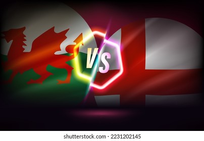 Wales versus England game template. 3d vector illustration with neon effect - Shutterstock ID 2231202145