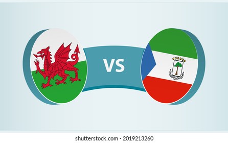 Wales gegen Äquatorialguinea, Team-Sportwettkampfkonzept. Länderflagge.