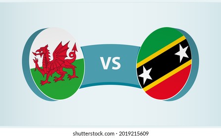 Wales versus Saint Kitts and Nevis, team sports competition concept. Round flag of countries.
