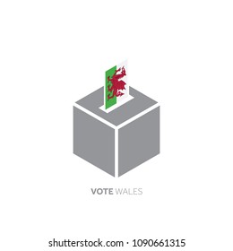 Wales voting concept. National flag and ballot box.