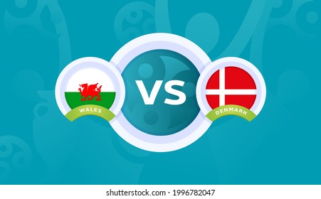 wales vs denmark match vector illustration Football euro 2020 championship match 