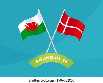 Wales vs Denmark Match Vektorgrafik Football 2020 Meisterschaftsspiel 