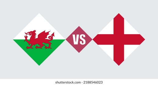 Wales vs England flag concept. Vector illustration.
