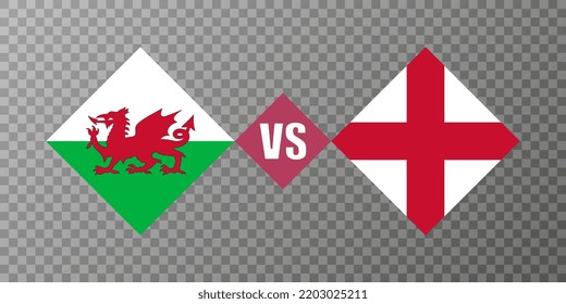 Wales vs England flag concept. Vector illustration.