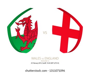 Wales vs England Vector illustration.