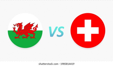 Wales vs Switzerland. Meeting of two European countries. Vector illustration 