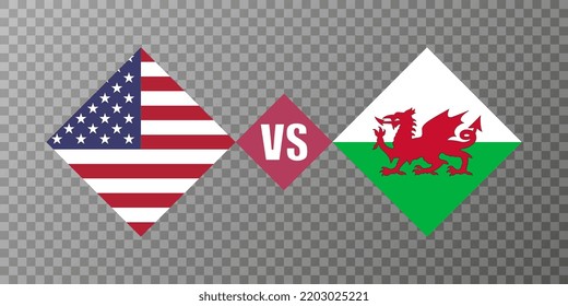 Wales vs USA flag concept. Vector illustration.