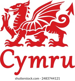 Wales Welsh Red Dragon Ddraig Goch Cymru UK United Kingdom vector silhouette isolated graphic design