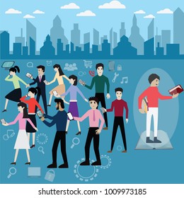 Walk against crowd – Vector