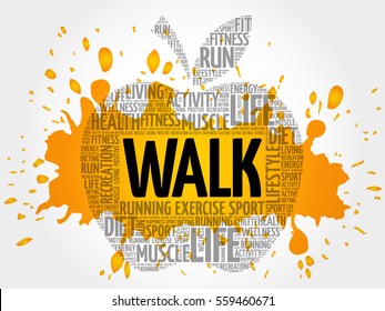 WALK apple word cloud, health concept