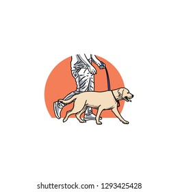 Walk around dog illustration