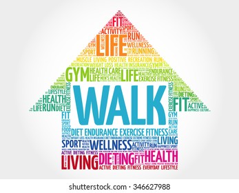 WALK arrow word cloud, health concept