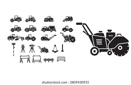 Walk Behind Roller Glyph Icon Collection for Asphalt Compaction and Road Repair

Professional black glyph icon collection featuring walk behind rollers for asphalt compaction, pavement repair, road maintenance, civil engineering, and highway construction projects.