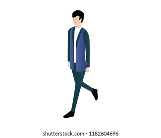 walk businessman isometric illustration vector, people isometric,standing men vector illustration