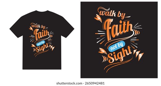 Caminhe pela fé não pelo projeto da camisa da vista, vetor motivacional, projeto da camisa da tipografia motivacional, cricut, citações inspiradoras tshirt
