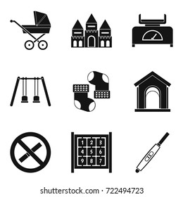 Walk with child icons set. Simple set of 9 walk with child vector icons for web isolated on white background