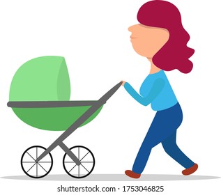 Walk with a child , illustration, vector on white background