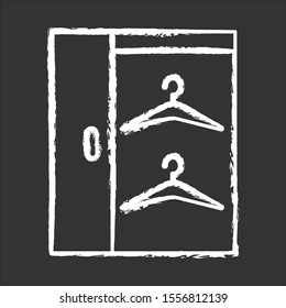 Walk in closets chalk icon. Dressing room. Wardrobe. Furniture for hanging clothes storage. Cupboard, cabinet. Comfortable home. Apartment amenities. Isolated vector chalkboard illustration