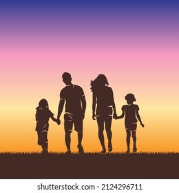 walk with family background design vector template