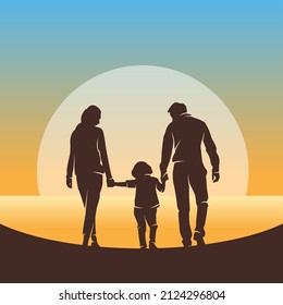 walk with family background design vector template