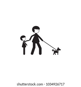 walk father with the child and with the dog icon. Illustration of family values icon. Premium quality graphic design. Signs and symbols icon for websites, web design, mobile app on white background