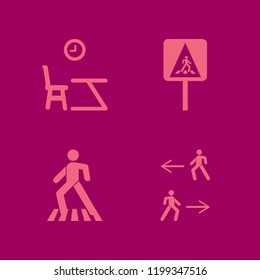walk icon. walk vector icons set lesson begining, man walk, pedestrian sign and pedestrian