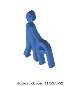 walk isometric left top view 3D icon
