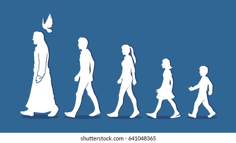 Walk With Jesus, Follow Jesus Graphic Vector.