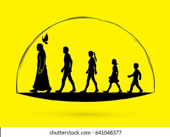 Walk With Jesus, Follow Jesus Graphic Vector.