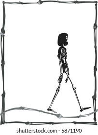 Walk of Life is a conceptual illustration of a skeleton with a bone frame. No Gradients.