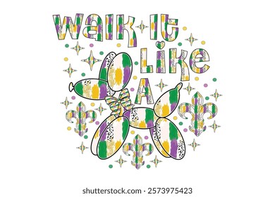 Walk It Like a Dog Mardi Gras ESP T-shirt Design