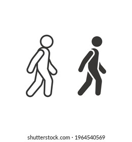 Walk line and glyph icon. Simple outline and solid style. Pedestrian, man, pictogram, human, side, walkway concept symbol. Vector illustration isolated on white background. EPS 10.
