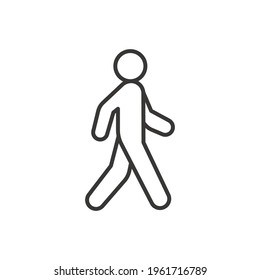 Walk line icon. Simple outline style. Pedestrian, man, pictogram, human, side, walkway concept symbol. Vector illustration isolated on white background. EPS 10.