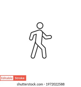 Walk line icon. Simple outline style. Pedestrian, man, pictogram, human, side, walkway concept symbol. Vector illustration isolated on white background. Editable stroke EPS 10.