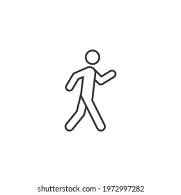 Walk line icon. Simple outline style. Pedestrian, man, pictogram, human, side, walkway concept symbol. Vector illustration isolated on white background. EPS 10.