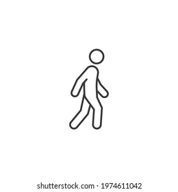 Walk line icon. Simple outline style. Pedestrian, man, pictogram, human, side, walkway concept symbol. Vector illustration isolated on white background. EPS 10.