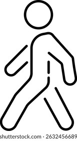Walk line icon. Simple outline style. Pedestrian, walkway concept symbol. black and white line drawing of a man walking. Vector illustration isolated on white background