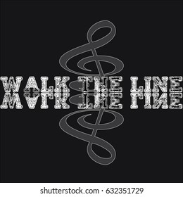 Walk the line rock music concept 