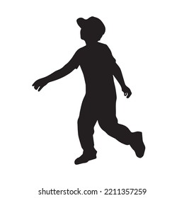 Walk, move, running child vector silhouette on white 