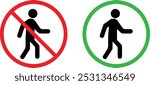 Walk and no walk icon set . Man walk and don