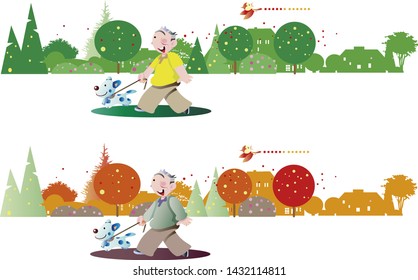 Walk in old age, summer and autumn
