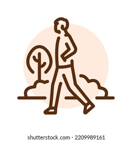 Walk in park black line icon. Routine. Pictogram for web page.