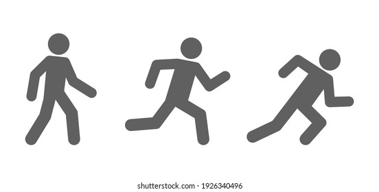 Walk Person Run Man Icon Set