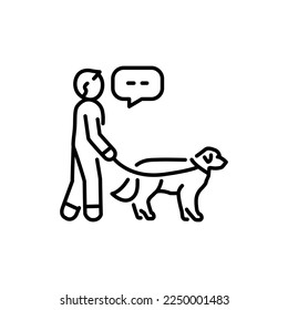 Walk with pet color line icon. Dog training. Animal education. 